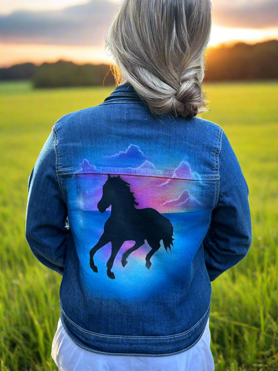 Airbrush Horse Jean Jacket